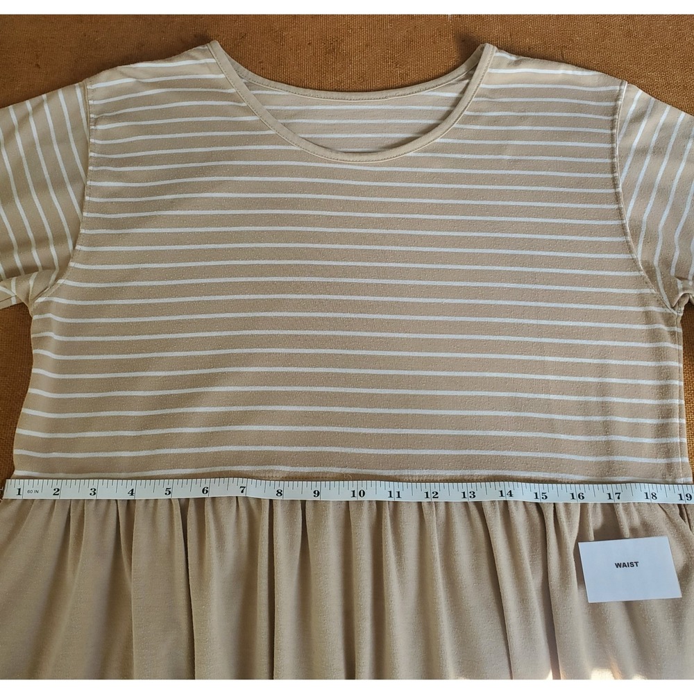 Womens Midi Dress Size L Pockets Short Sleeves Pullover Cottagecore Peasant Boho - Picture 10 of 14